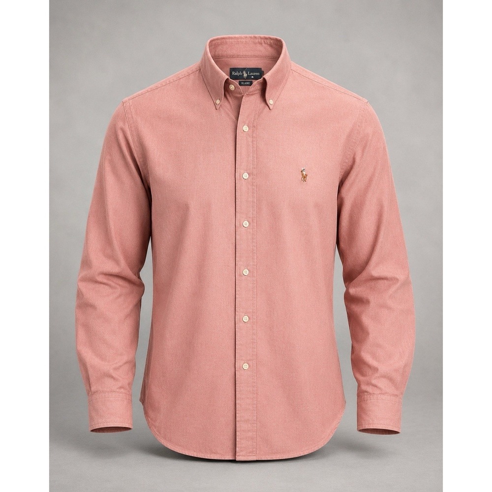 Ralph Lauren Mens 17 5 35 Yarmouth Oxford Shirt Pink Cotton Classic Fit Pony